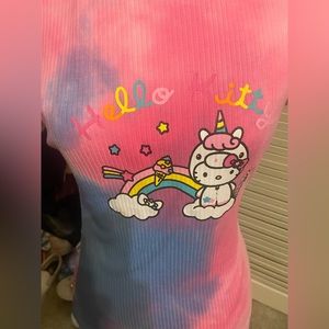 Shein X Hello Kitty Tie Dye Graphic Bodycon Dress In Multicolor